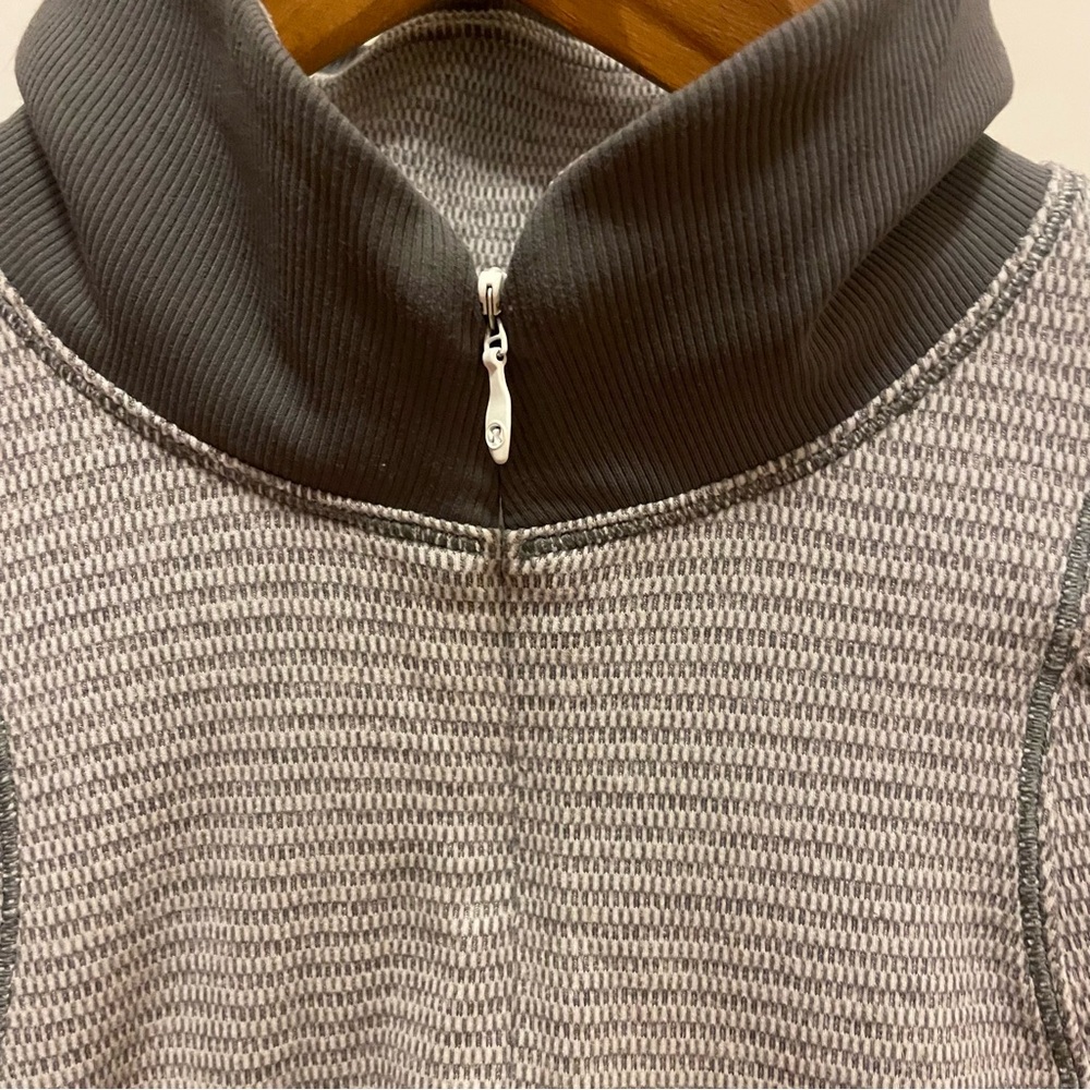 Lululemon Runderful 1/2 Zip Mini Check Pique White Heathered Slate Women's Sz 6 - Picture 2 of 8